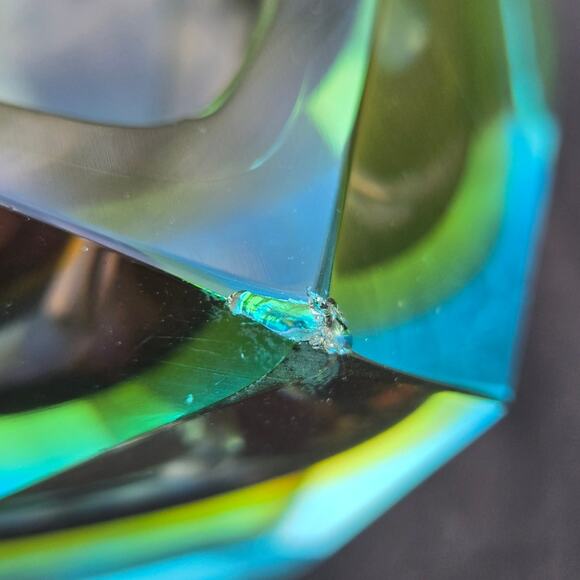 Murano Multi Faceted Submerged Style Glass Ashtray Catch All Heavy *read* - Picture 14 of 14